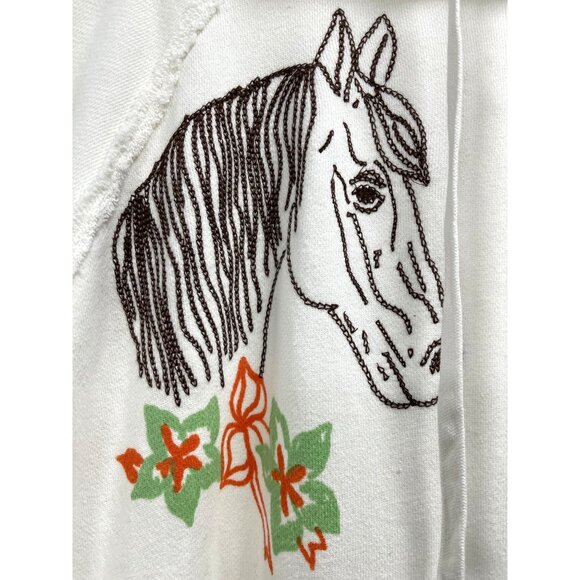 NEW Free People OVERSIZED Embroidered Horse Hoodie Sweatshirt XS - Picture 4 of 8